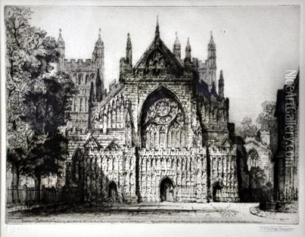 Exeter Cathedral Oil Painting - James Alphege Brewer