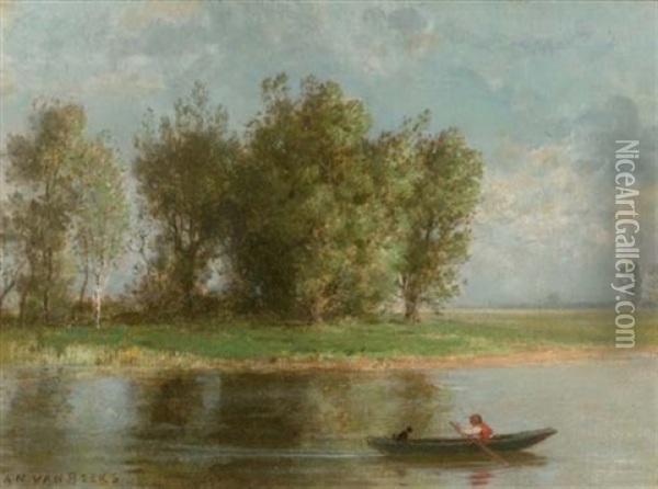 Rowing On A Sunny Day Oil Painting - Jan van Beers