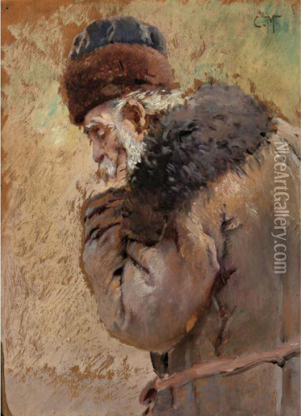 Study Of An Old Man Oil Painting - Konstantin Egorovich Egorovich Makovsky