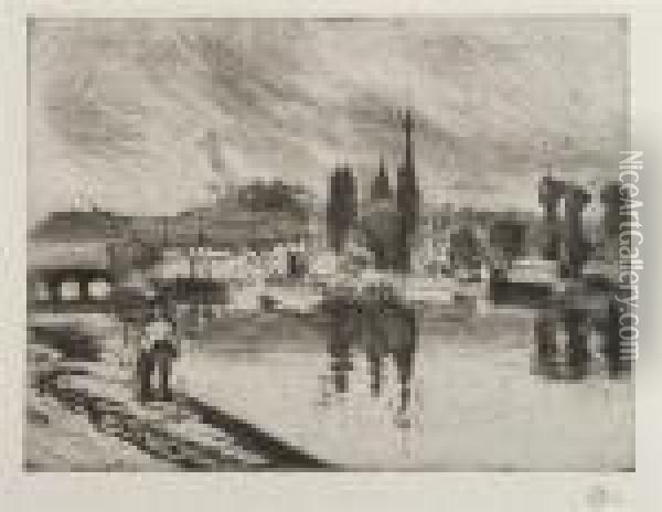 Vue De Rouen, Cours-la-reine Oil Painting - Camille Pissarro