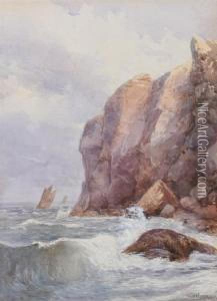 Waves On Rocky Coast Oil Painting - Robert Ford Gagen