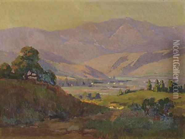 Mountain Valley Oil Painting - Elmer Wachtel