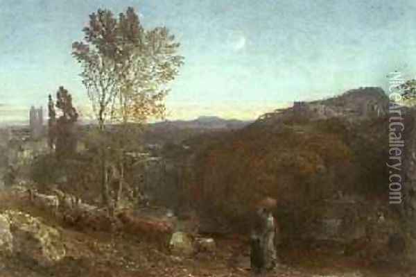 Going Home at Curfew Time Oil Painting - Samuel Palmer