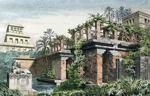 The Hanging Gardens of Babylon Oil Painting - Ferdinand Knab