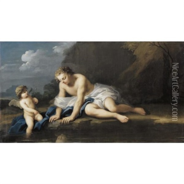 Narcissus And Cupid Oil Painting - Jacopo Amigoni