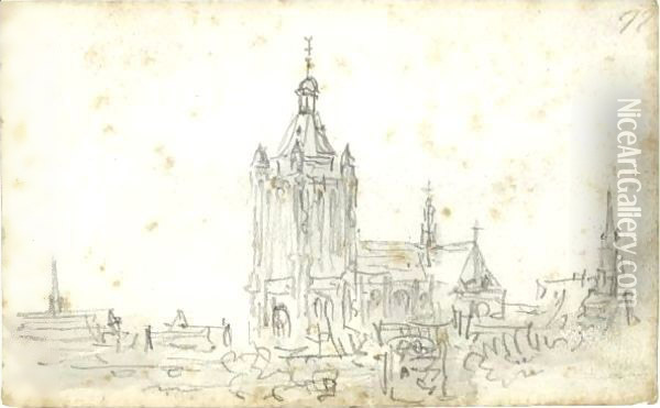 View Of The Cathedral At Arnhem Oil Painting - Jan van Goyen