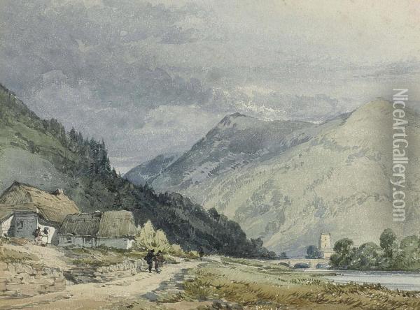 A Mountainous Landscape Oil Painting - William Callow