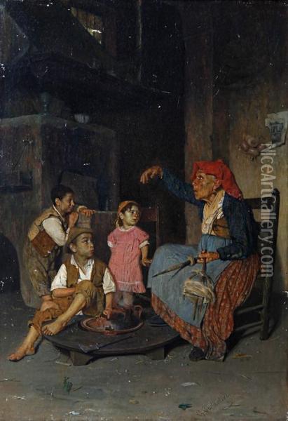 The Storyteller Oil Painting - Giuseppe Costantini