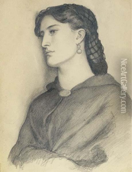 Study Of Aggie Manetti Oil Painting - Dante Gabriel Rossetti