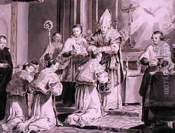 The Seven Sacraments Ordination 1779 Oil Painting - Pietro Antonio Novelli