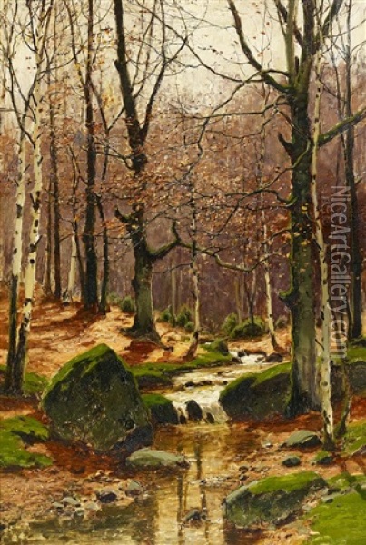 Herbstwald Oil Painting - Konrad Alexander Mueller-Kurzwelly