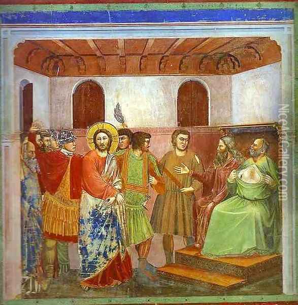 Christ Before Caiphus 1304-1306 Oil Painting - Giotto Di Bondone