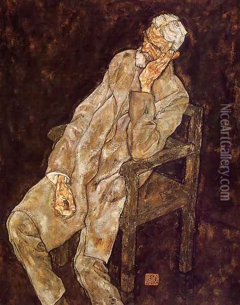 Portrait Of An Old Man Aka Johann Harms Oil Painting - Egon Schiele