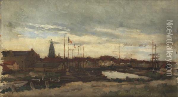 Le Chenal A Honfleur Oil Painting - Karl Pierre Daubigny