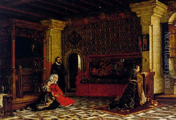 Mary Stuart At Prayer Oil Painting - Albrecht (Albert) Frans Lieven Vriendt