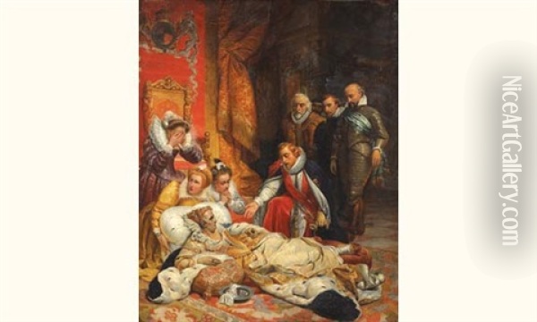 La Mort De La Reine Elizabeth Oil Painting - Paul Delaroche