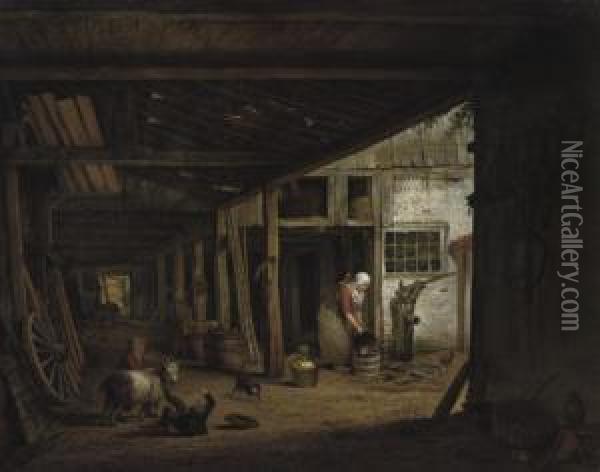 In The Barn Oil Painting - Hendrik van der Burgh