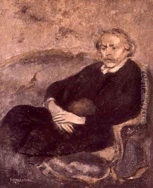 Edmond de Goncourt (1822-96) from 'Le Contemporaine', 10th May 1901 Oil Painting - Eugene Carriere