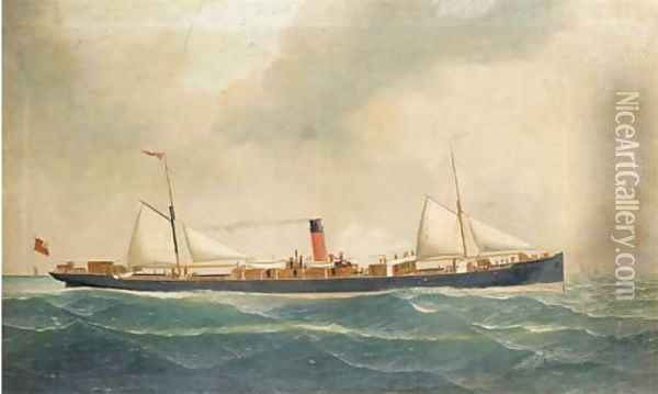 The British steamer Aldgate in the Channel Oil Painting - John Henry Mohrmann