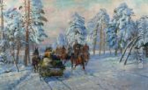 Patrol W Lesie Oil Painting - Leonard Winterowski