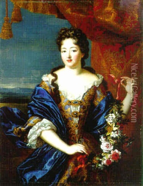 Portrait Of A Lady (marquise De Montespan?) Oil Painting - Pierre Mignard the Elder