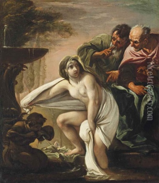 Susanna And The Elders Oil Painting - Giacinto Brandi