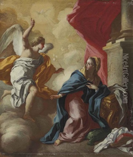 The Annunciation Oil Painting - Francesco de Mura