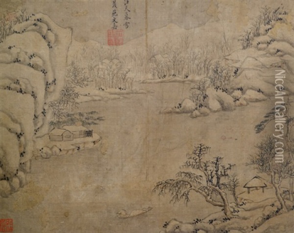 Verschneite Flusslandschaft Oil Painting -  Wen Jia