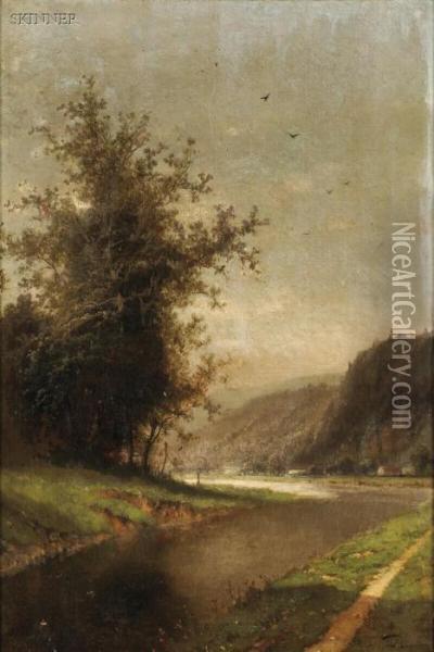 Landscape With River Bend Oil Painting - Henri Pieron