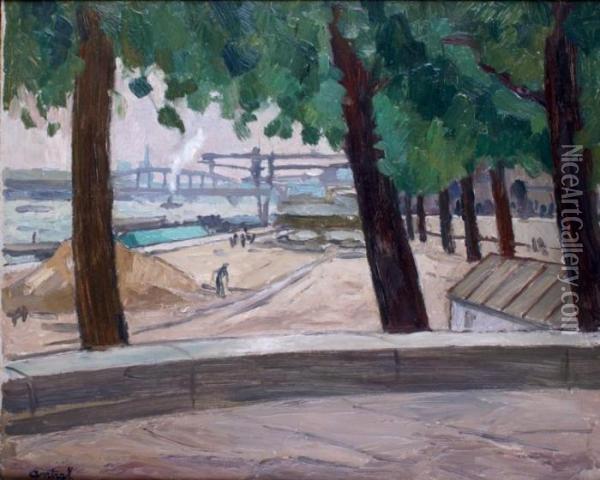 Paris, Bord De Seine Oil Painting - Louis Robert Antral