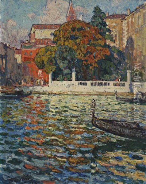 Canal De Venecia Oil Painting - Fernando Laroche