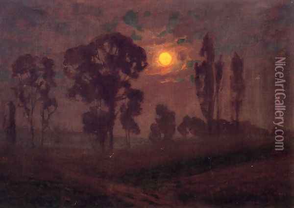 Moonlight Scene Oil Painting - Alexander Mueller