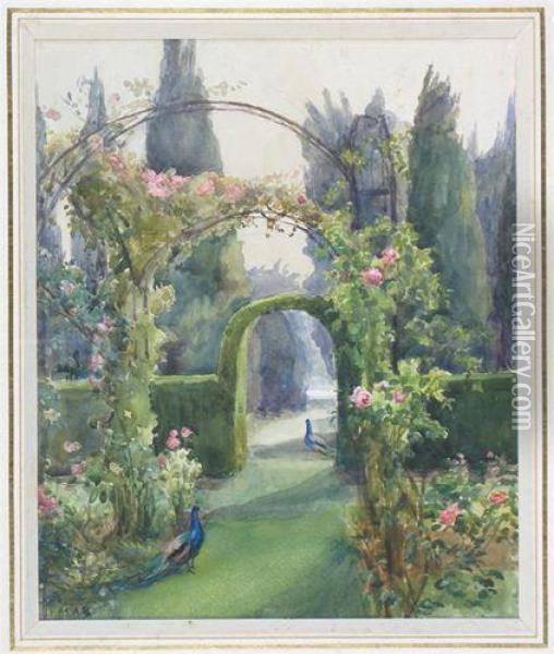 A Rose Garden, Possibly At Kilmurry House Oil Painting - Mildred Anne Butler