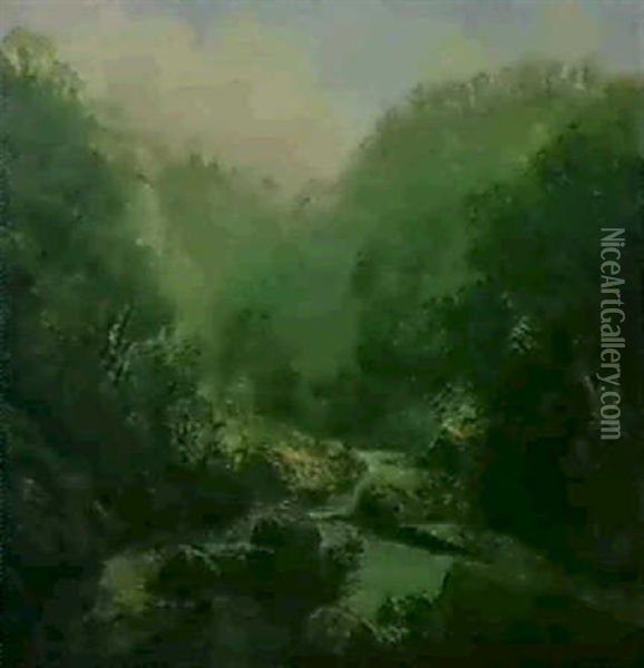 Waldflusslandschaft Oil Painting - Thomas Clark