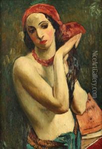 Red Kerchief Oil Painting - Ion Theodorescu Sion