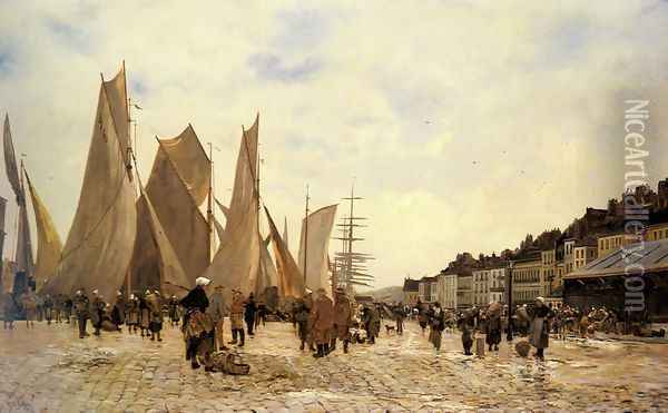 The Docks at Dieppe Oil Painting - Hippolyte Camille Delpy