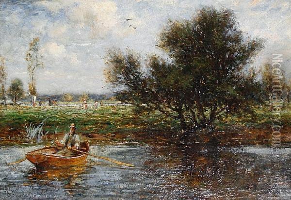 A Quiet Backwater Oil Painting - Davidson Knowles