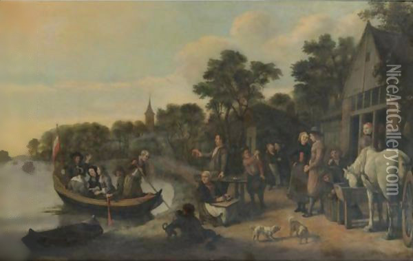 Town Folk Coming To The Country Oil Painting - Jan Victors