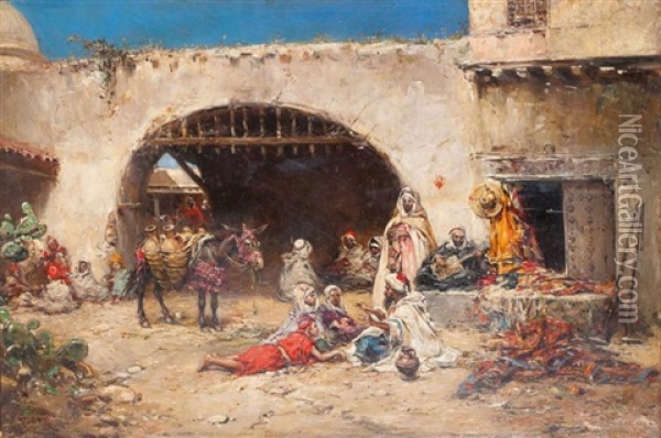 Le Conteur Arabe Oil Painting - Francisco Pradilla y Ortiz