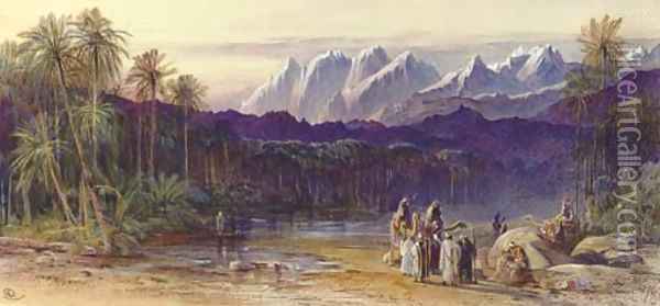 An Arab Encampment in Wadi Feiran, Egypt Oil Painting - Edward Lear
