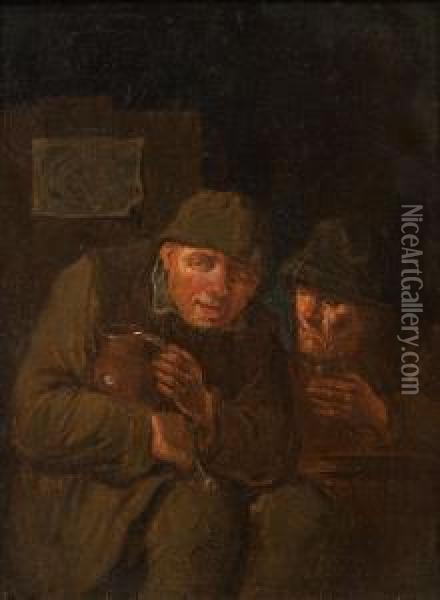 Zwei Zechbruder Mit Krug, Glas Und Pfeife Oil Painting - Maarten Van Heemskerck
