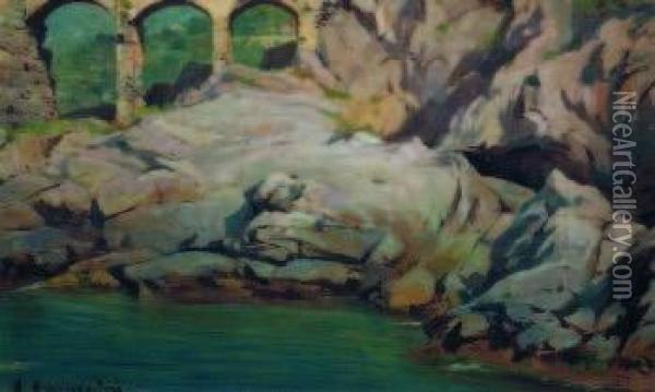 Scorcio Di Scogli Oil Painting - Alceste Campriani