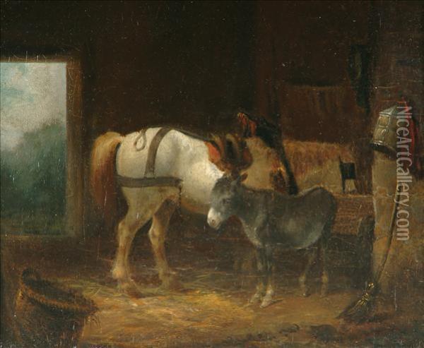 Horse And Donkey Oil Painting - Thomas Hand