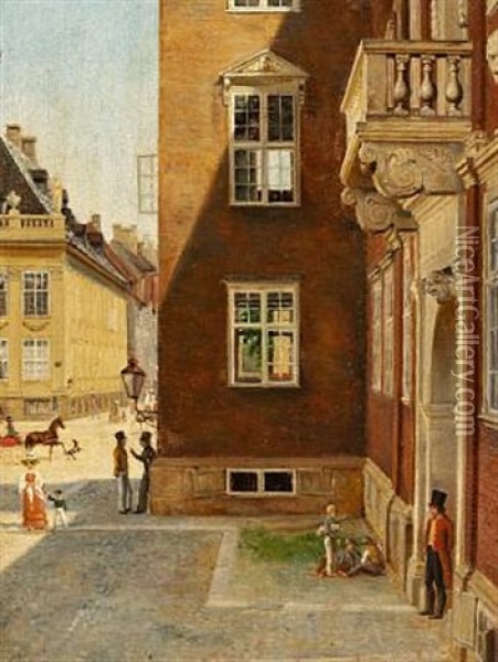 View Through A Window In The Study Of W. Eckersberg At Charlottenborg Oil Painting - Wilhelm Nicolai Marstrand