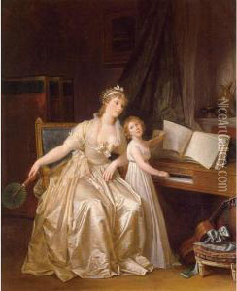 The Piano Lesson Oil Painting - Marguerite Gerard