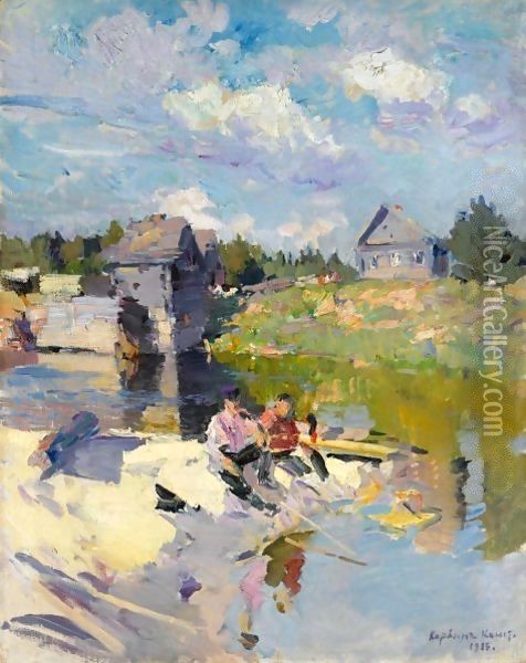 Fishing On A Sunny Day Oil Painting - Konstantin Alexeievitch Korovin