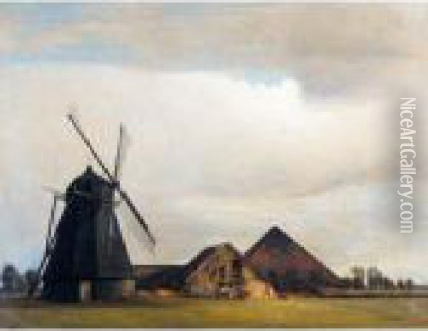 Vindmolle (windmill) Oil Painting - Peder Vilhelm Ilsted