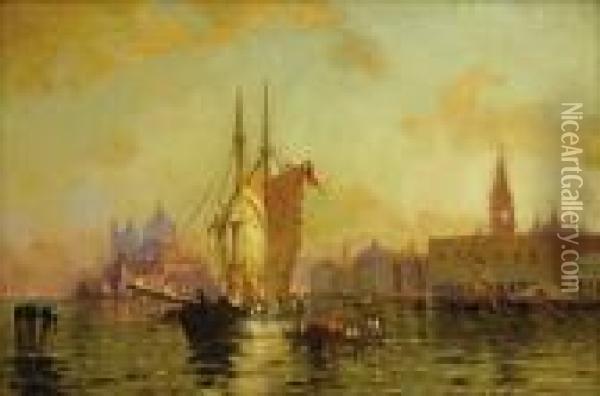 Sunset Venice Oil Painting - Walter Franklin Lansil