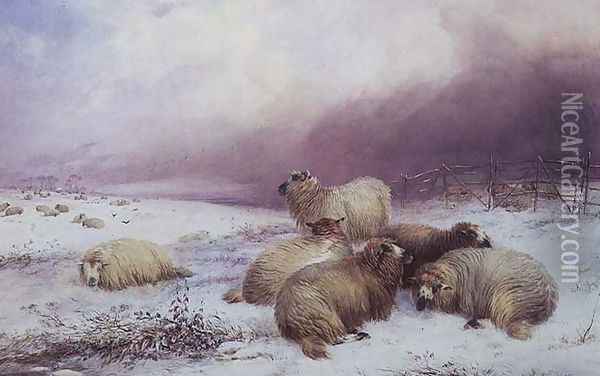 A Winter Landscape with Sheep Oil Painting - Thomas Francis Wainewright