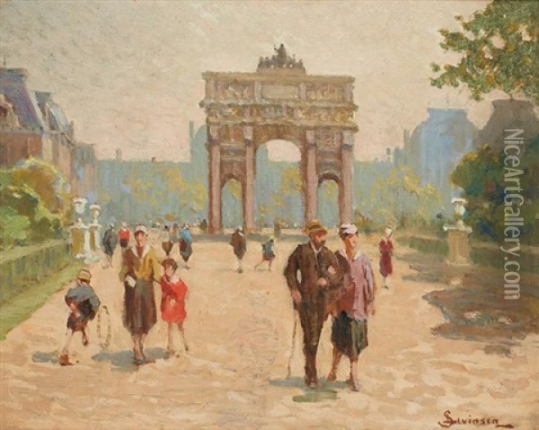 L'arc Du Carrousel, Paris Oil Painting - Sophus Theobald Levinsen